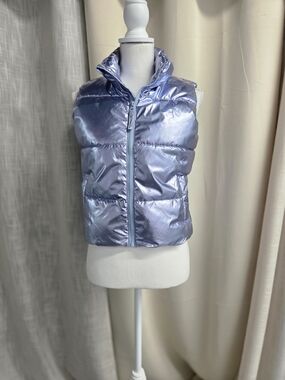 Old Navy Iridescent Puffer Vest Glacial Pastel Goth Soft Grunge Cyberpunk Size L